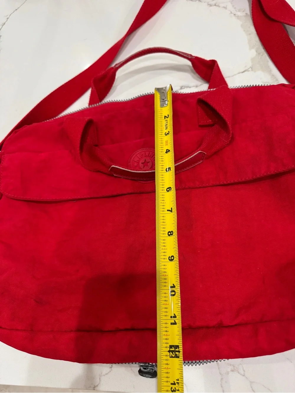 Kipling Red Nylon Pouch with Black Logo Pull